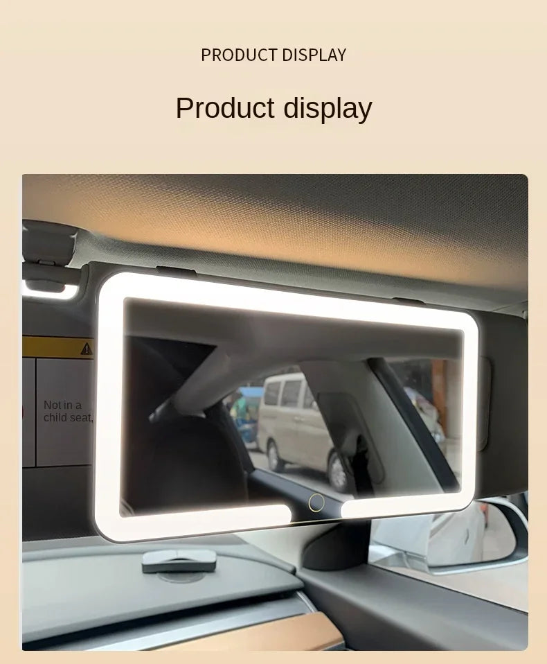 HD Mirror Car LEDMakeup Mirror Three Gear Adjustment Sun Visor Plate Interior RearMirror Dimmable Touchscreen Auto Vanity Mirror